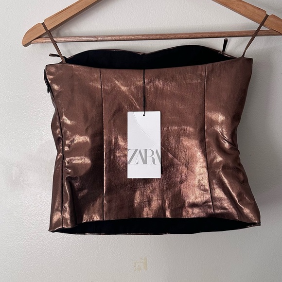 Zara Bronze Gold Corset Tube Top - Picture 4 of 6